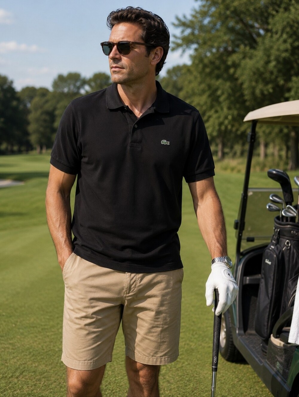 Lacoste Men’s Black Polo Shirt Size Large Classic Croc Golf Casual Preppy Style